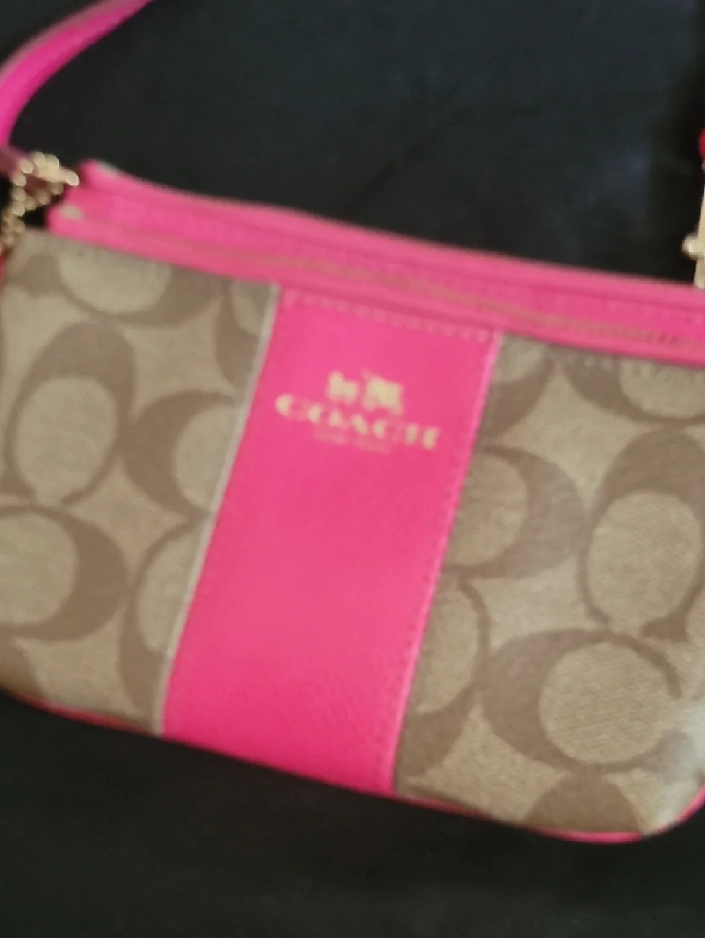 Coach Brown Signature Canvas Crossbody with Pink Trim - Picture 7 of 7